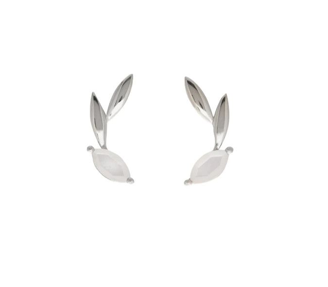 Isha Ear Climbers Pearl, Color: Silver