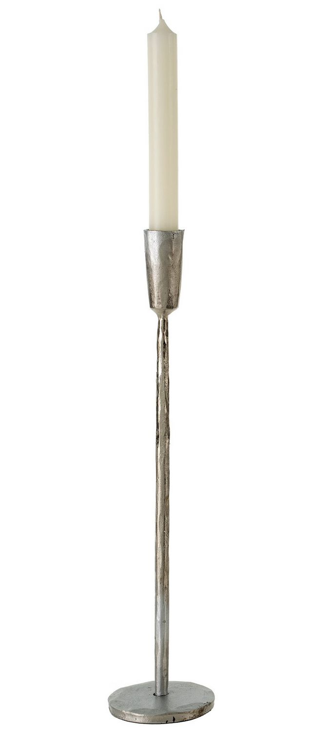 Silver Luna Forged Candlestick