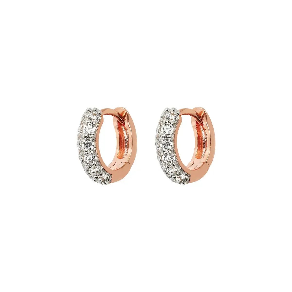 Little Rose Gold Huggies, Color: Bianco - Cubic zirconia