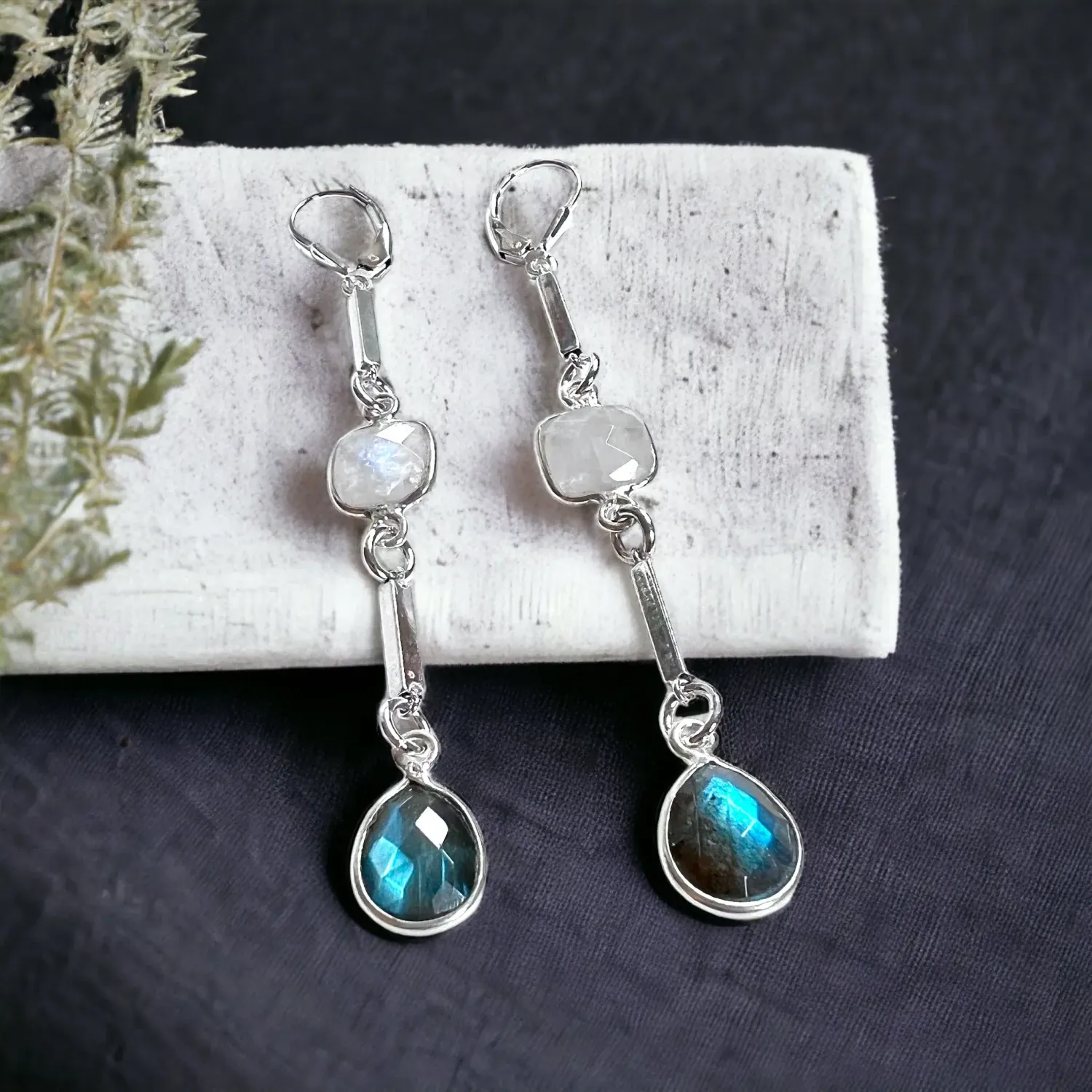 Taylor Earrings , Color: Labradorite &amp; Moonstone