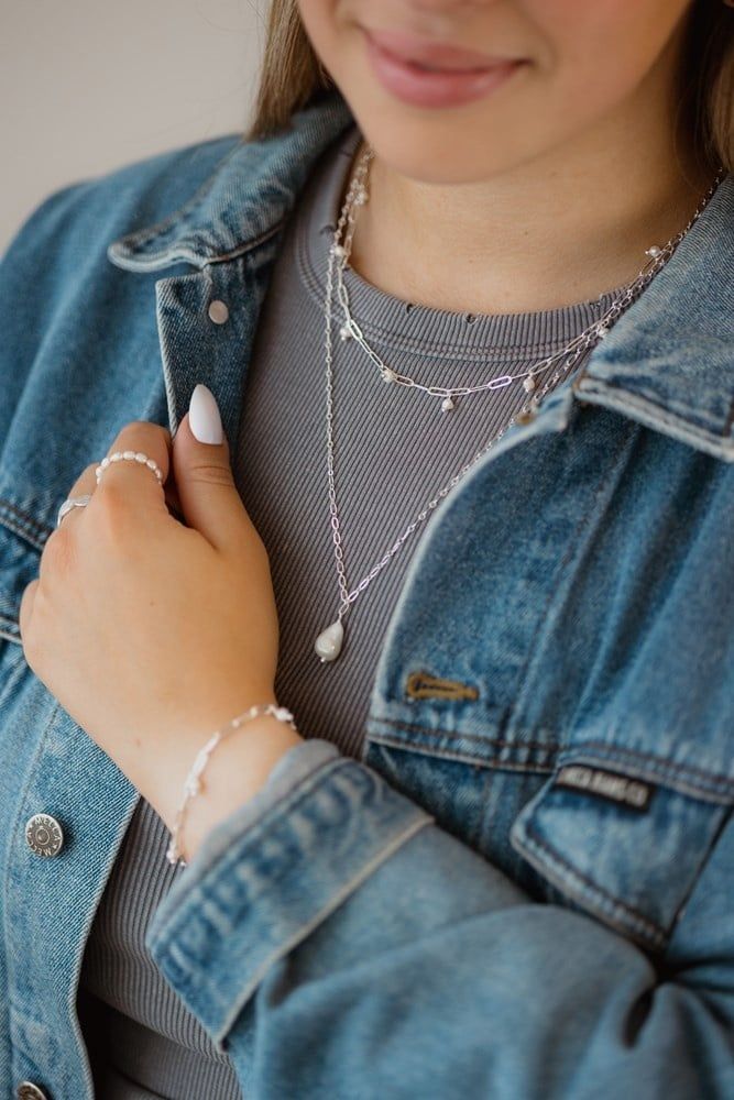 Beatrice Anklet White Pearl