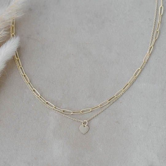 Paper Clip Heart Necklace, Color: Gold