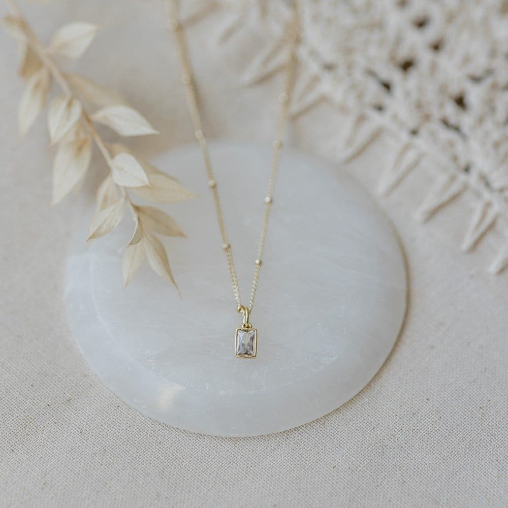 Glim Necklace , Color: Gold, Stone: Clear