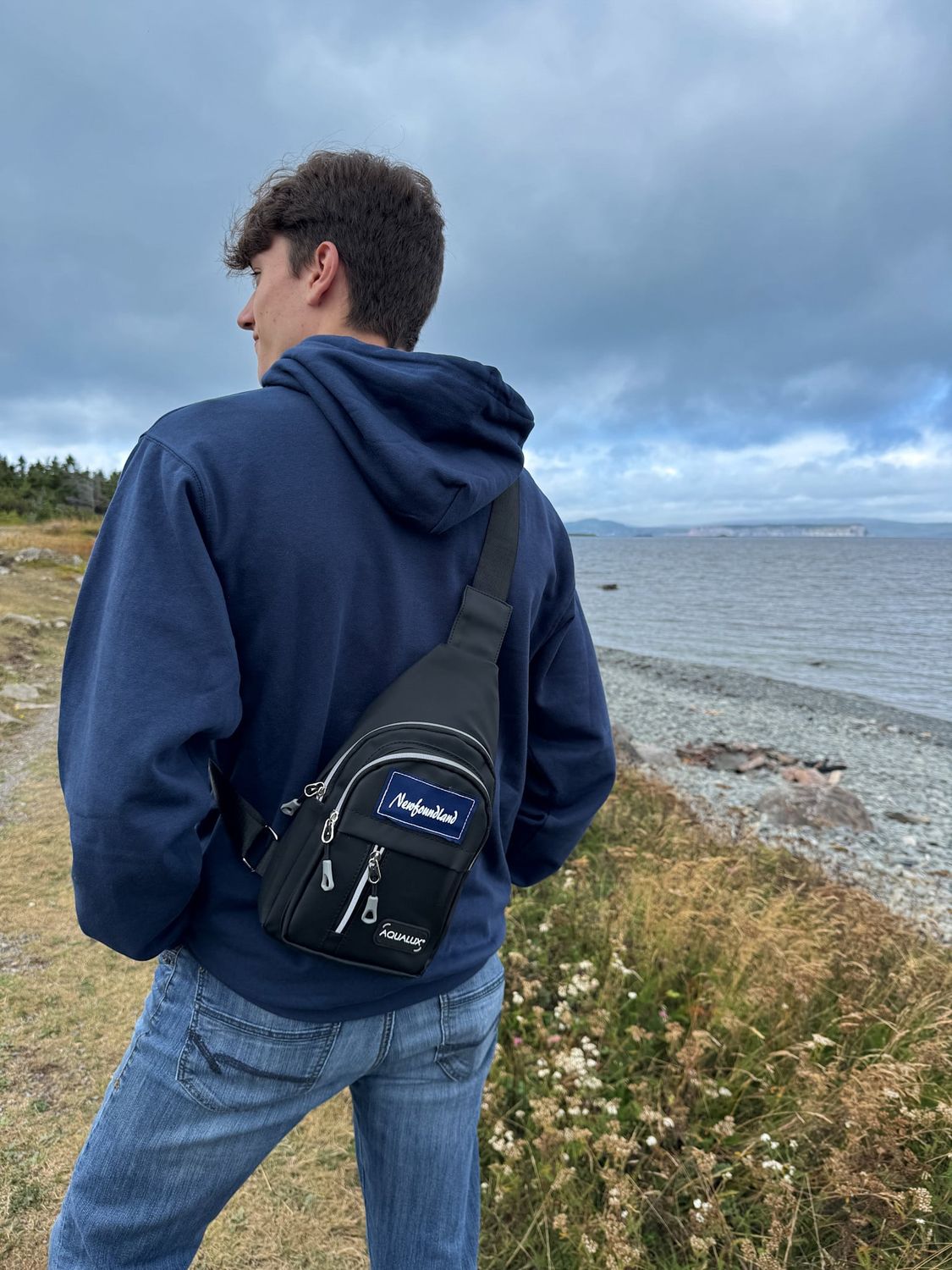 Newfoundland Water-Resistant Sling Bag, Color: Black