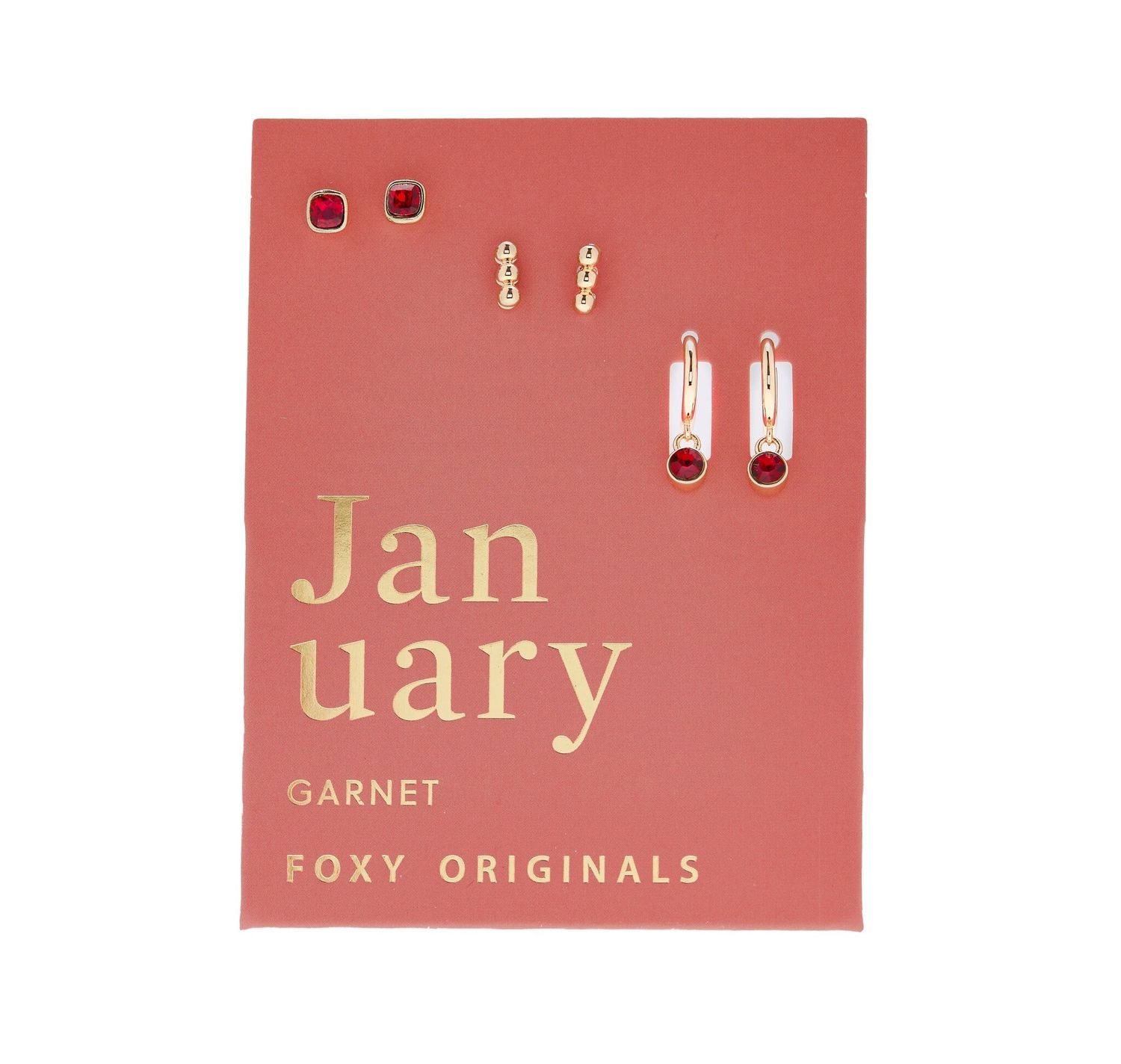 Gold Birthstone Earrings, Style: January