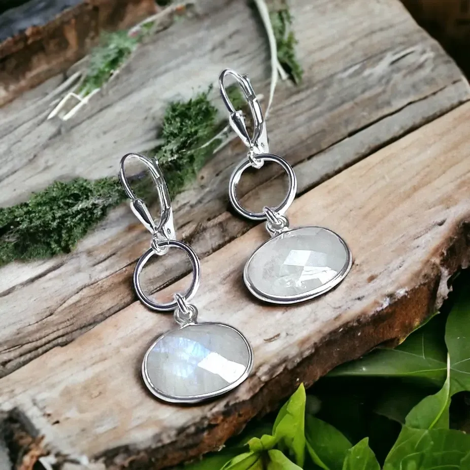 Olivia Earrings , Color: Moonstone