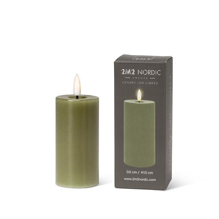 Green LED Pillar Candle, Size: 2x4"H