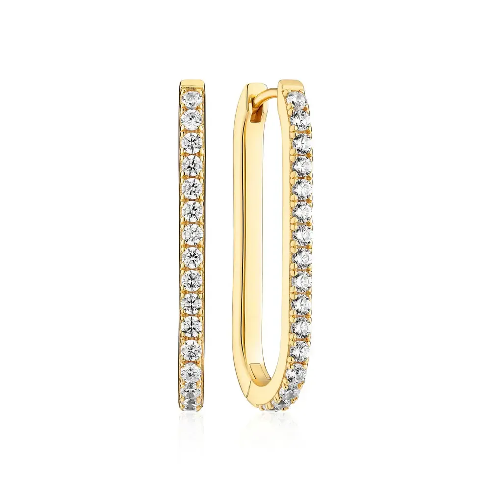Capizzi Medium CZ Earrings , Color: 18k Gold Plated