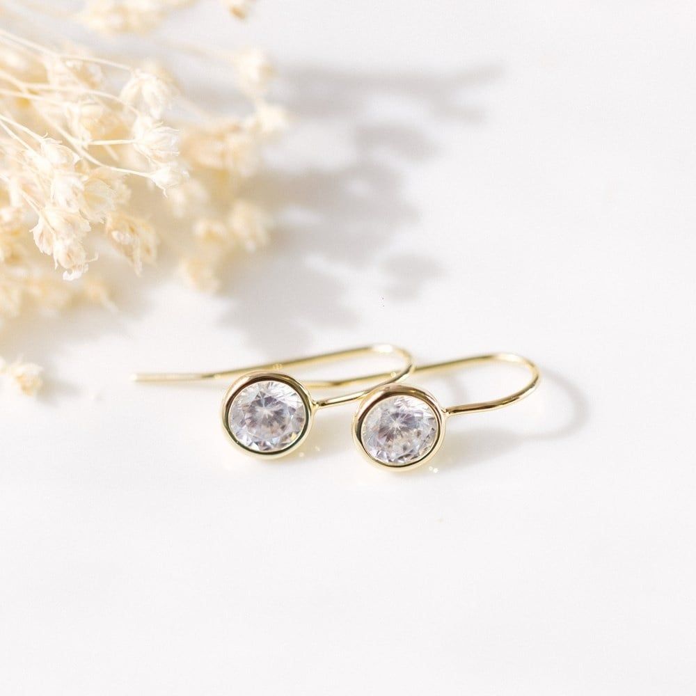 Dazzle Earrings, Color: Gold, Stone: Clear