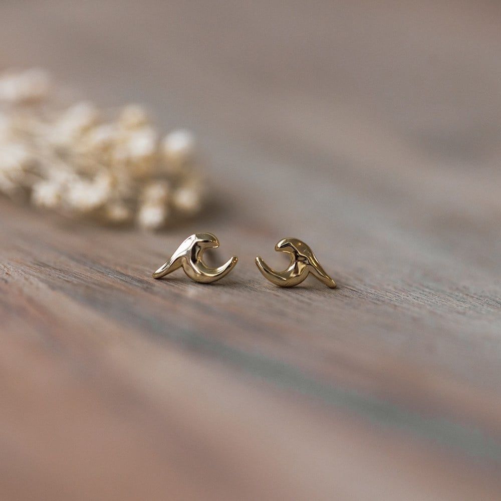 Making Waves Studs, Color: Gold