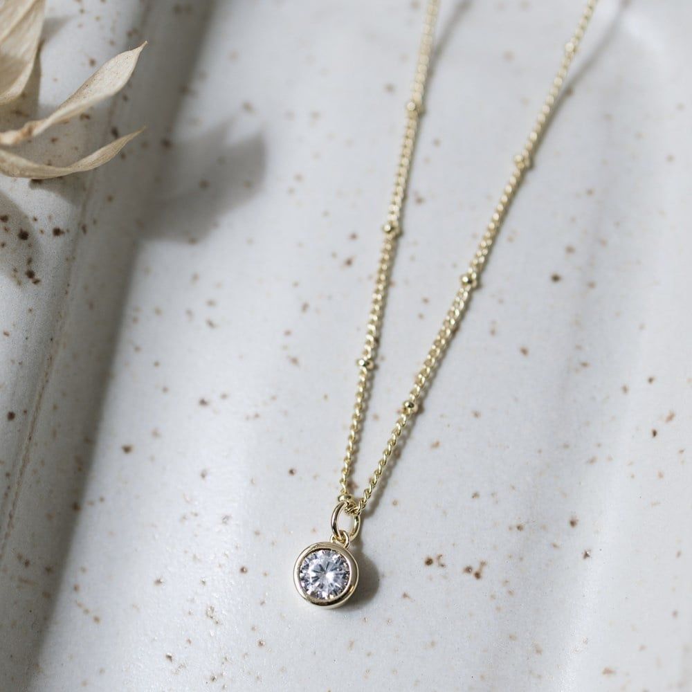 Luster Necklace, Color: Gold, Stone: Clear