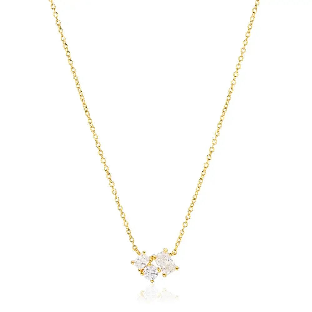 Ivrea Tre Necklace, Color: 18k Gold Plated, Stone: Clear
