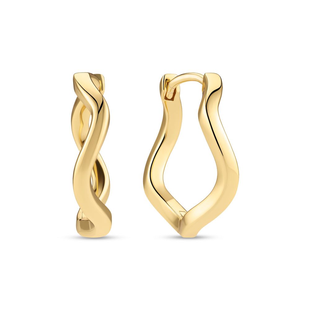 Ellera Waves Pianura Earrings , Color: 18k Gold Plated