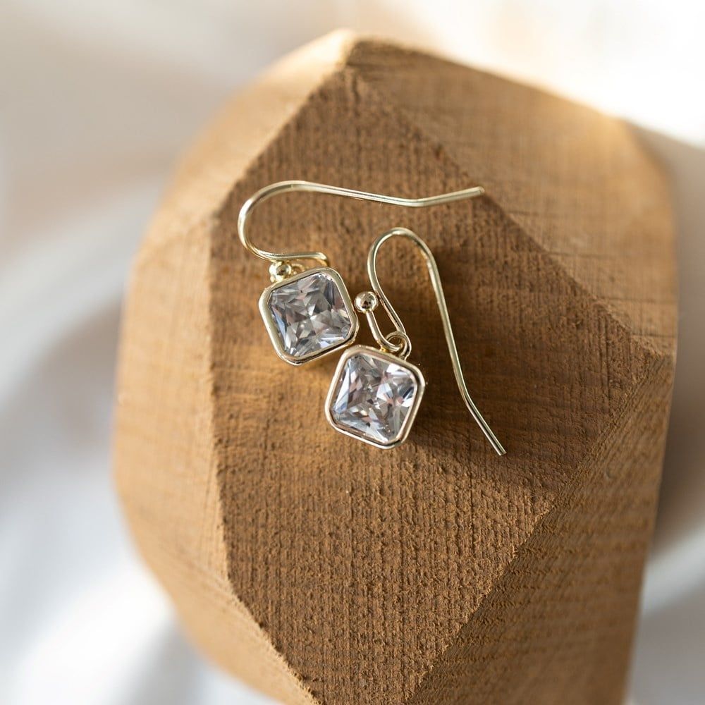 Radiance Earrings , Color: Gold, Stone: Clear