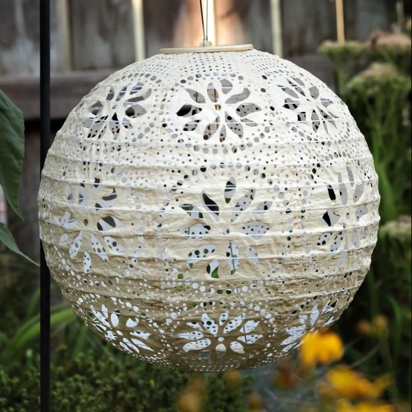 Soji Stella Boho Globe 12" Solar Lantern , Color: Pearl