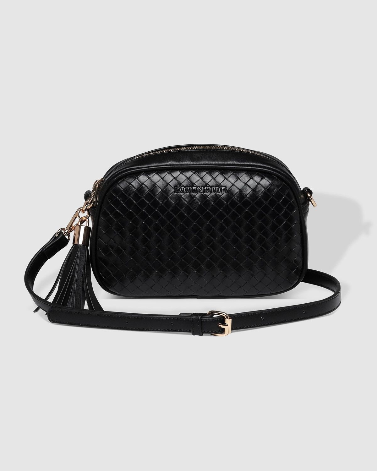 Jacinta Woven Crossbody Bag, Color: Black