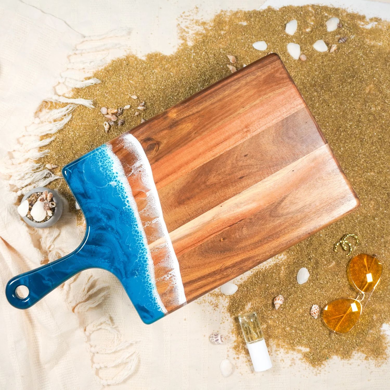 Large Acacia Cheese Board, Color: Ocean Vibes