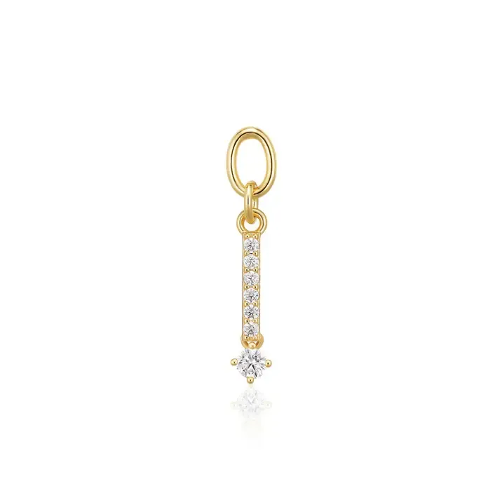 Hoop Charm Circolo Lungo, Color: 18k Gold Plated, Stone: Clear