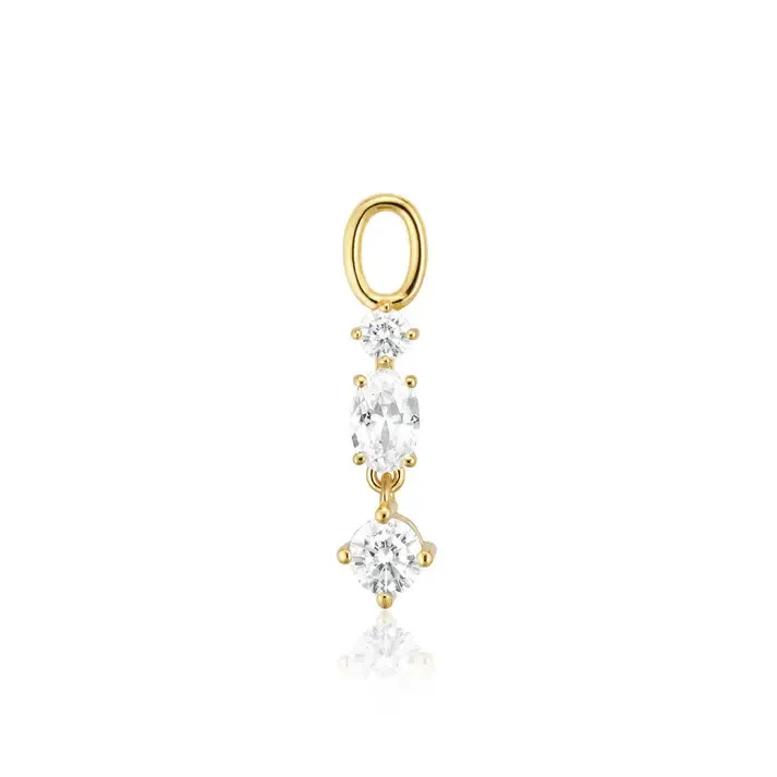 Charm Pendolo Tre, Color: 18k Gold Plated, Stone: Clear