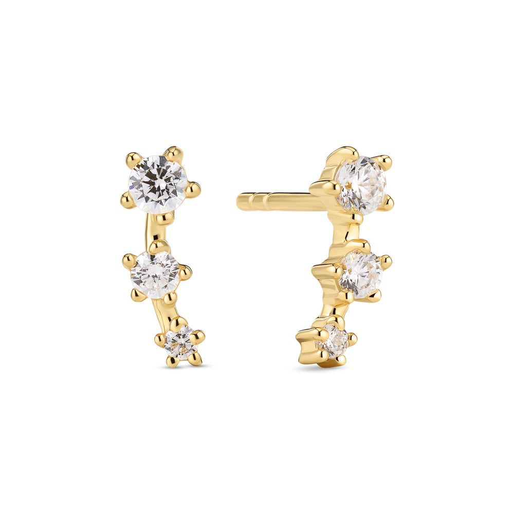 Lucente Tre Earrings , Color: 18k Gold Plated