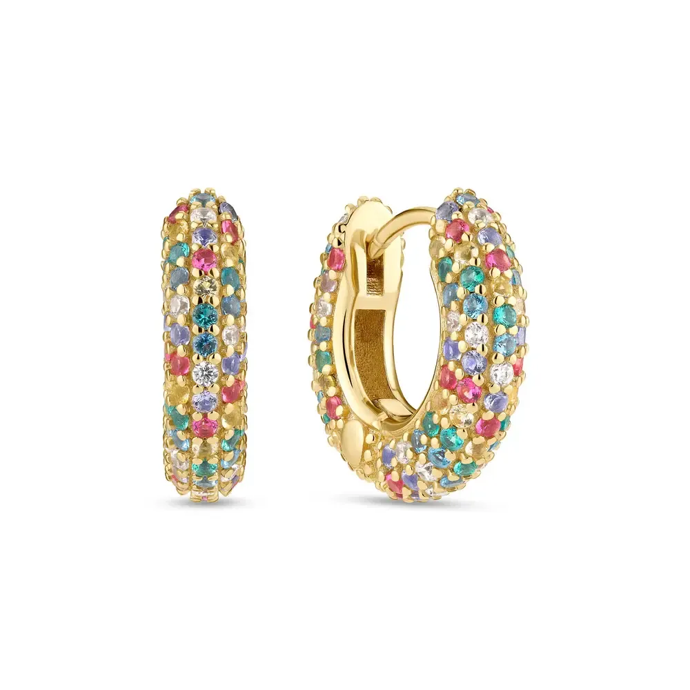 Carrara Earrings Multi CZ 18K Gold Plated , Size: Piccolo