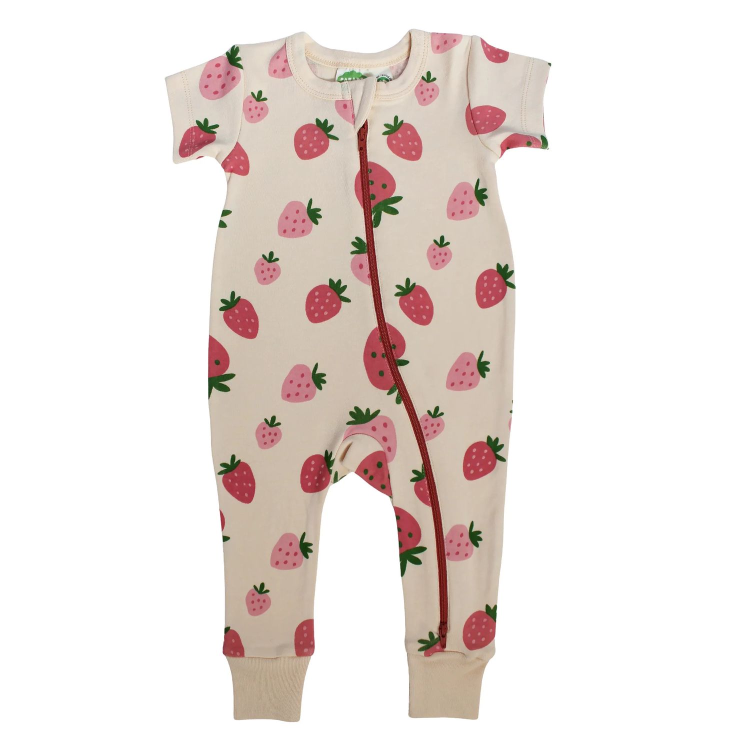 Strawberries Short Sleeve "2-Way" Zip Romper, Size: 0-3 Months