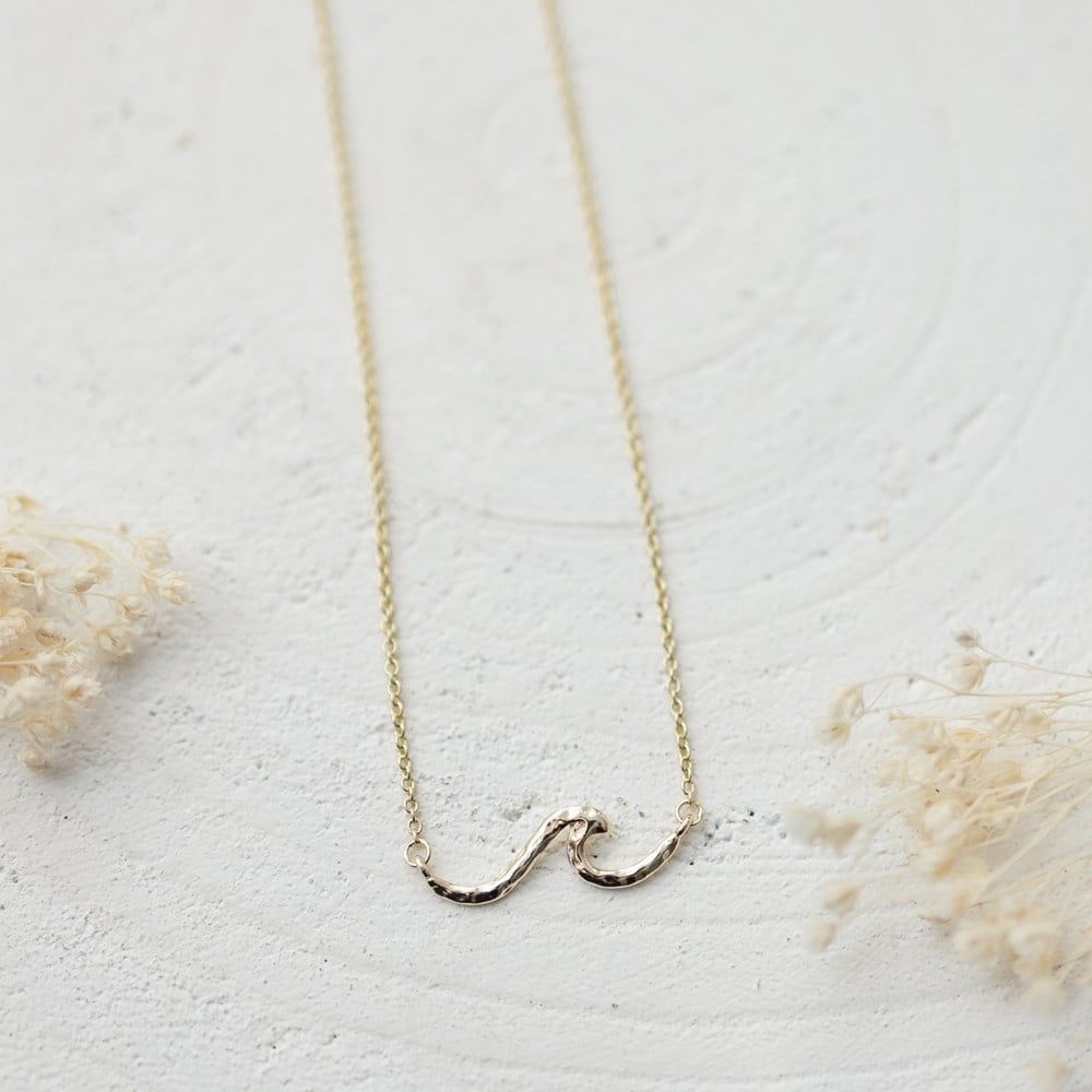 Tiny Wave Necklace, Color: Gold