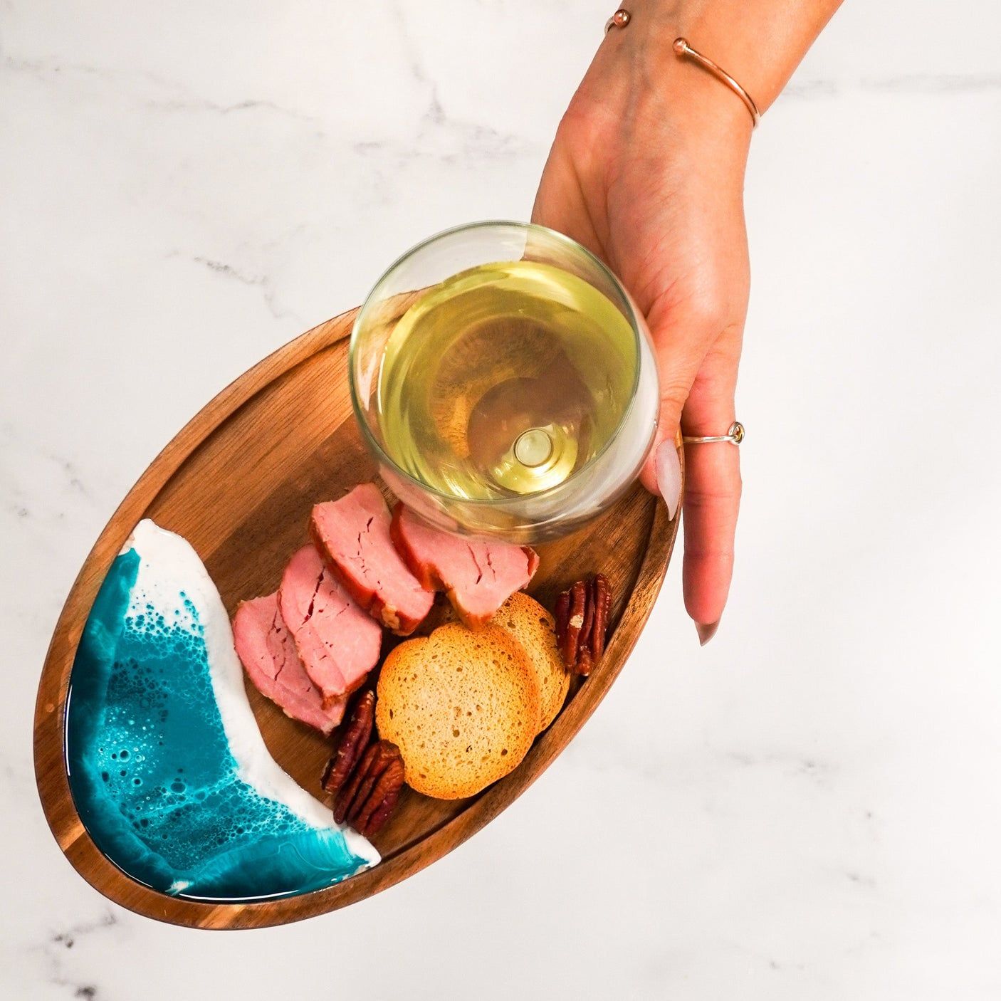 Wine &amp; Appetizer Tray, Color: Ocean Vibes