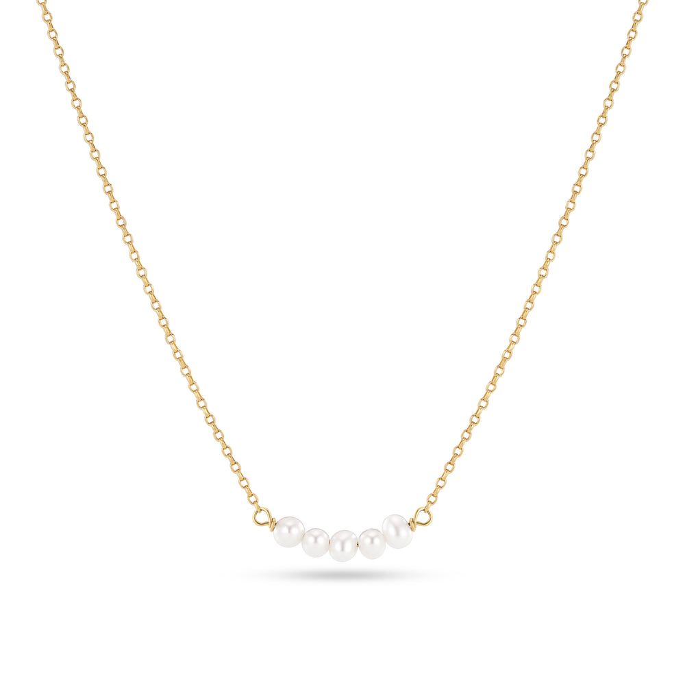 Perla Cinque Necklace , Color: 18k Gold Plated