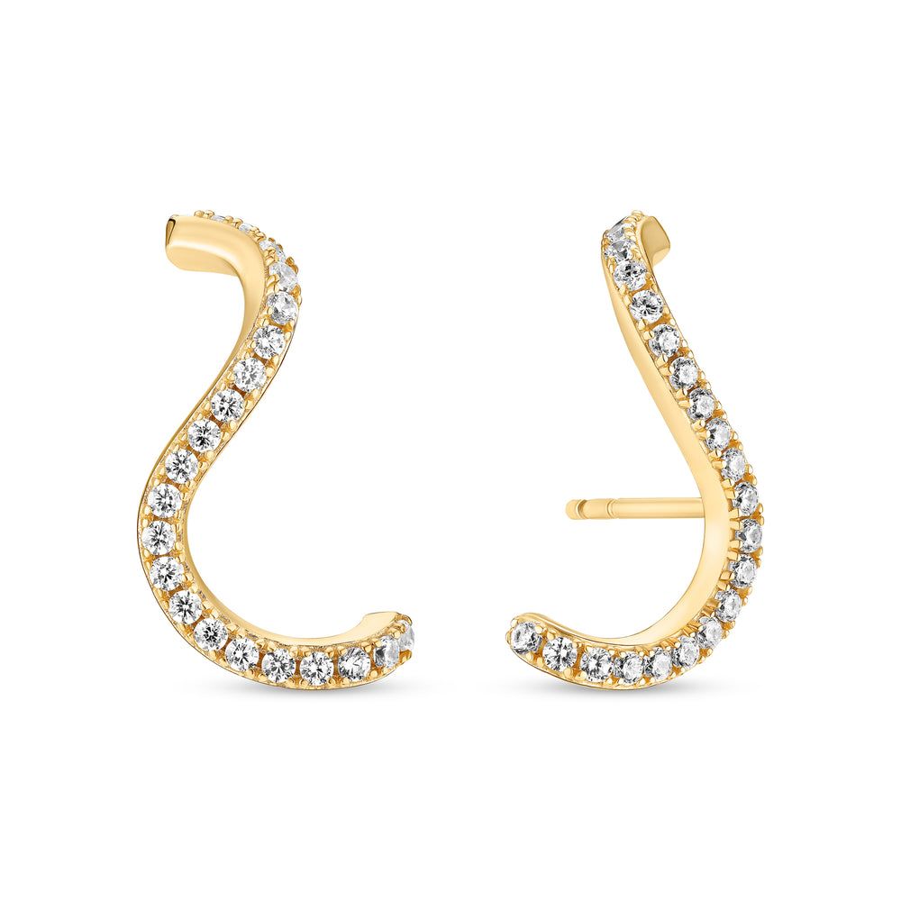 Ellera Waves Earrings , Color: 18k Gold Plated