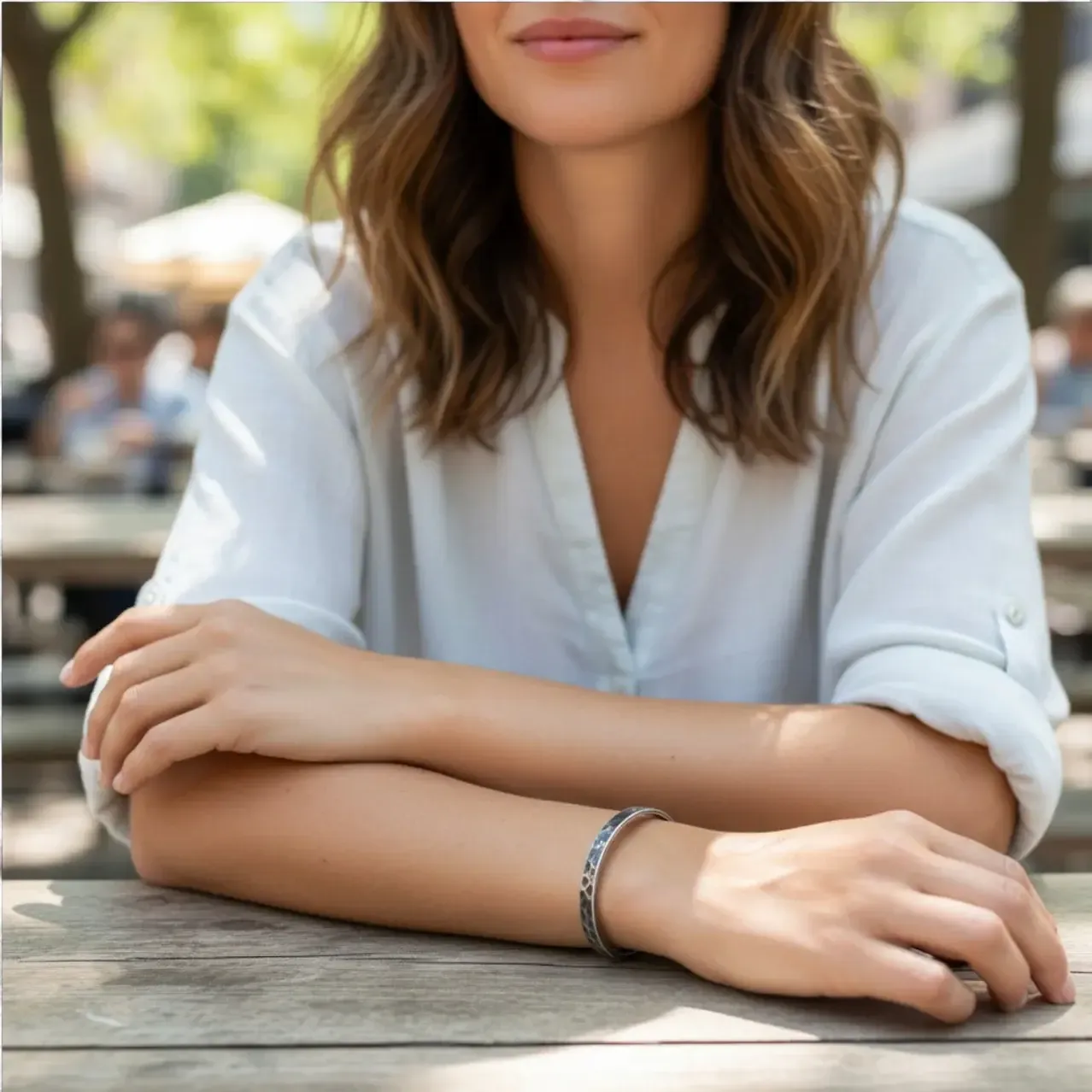 Casey Oxidized Silver Cuff Bracelet 
