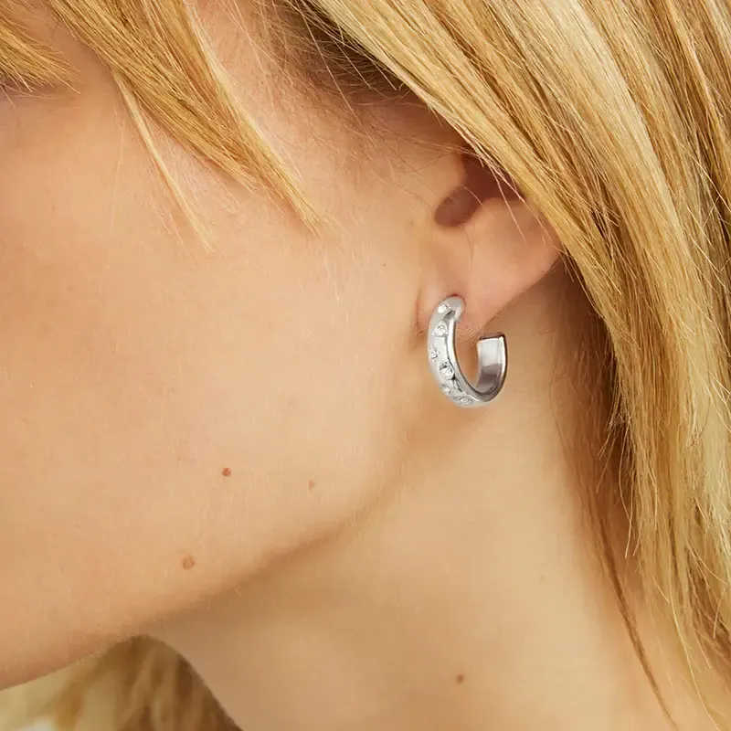 Starry Hoop Stud Earrings