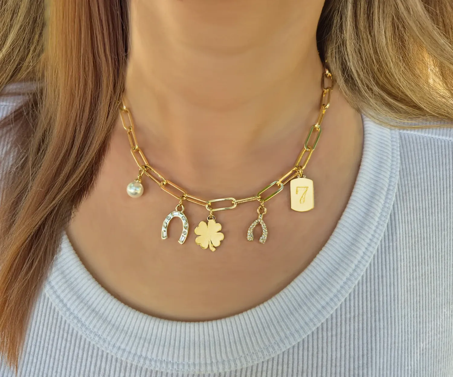 Lucky Charm Necklace, Color: Gold