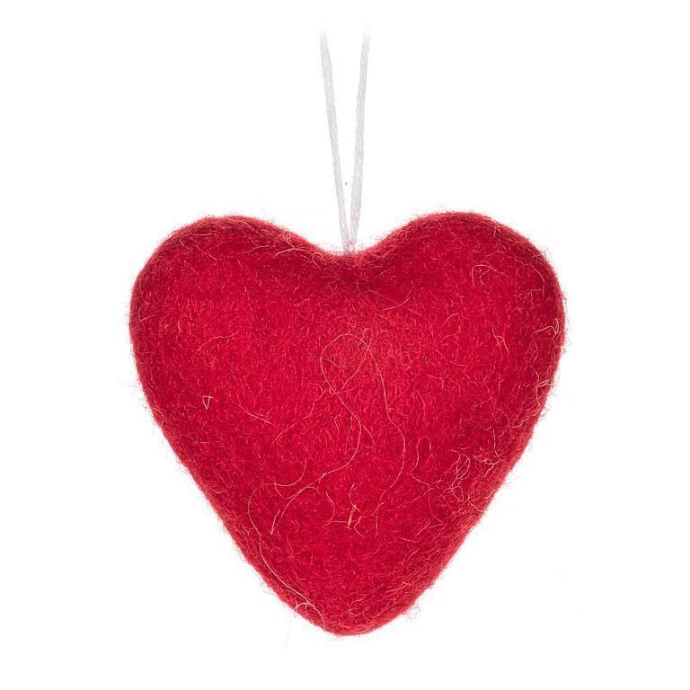 Felt Heart Ornament, Color: Red