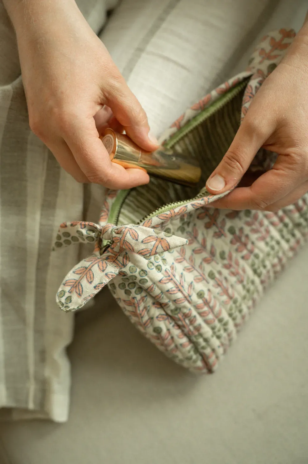 Floria Block Print Pouch