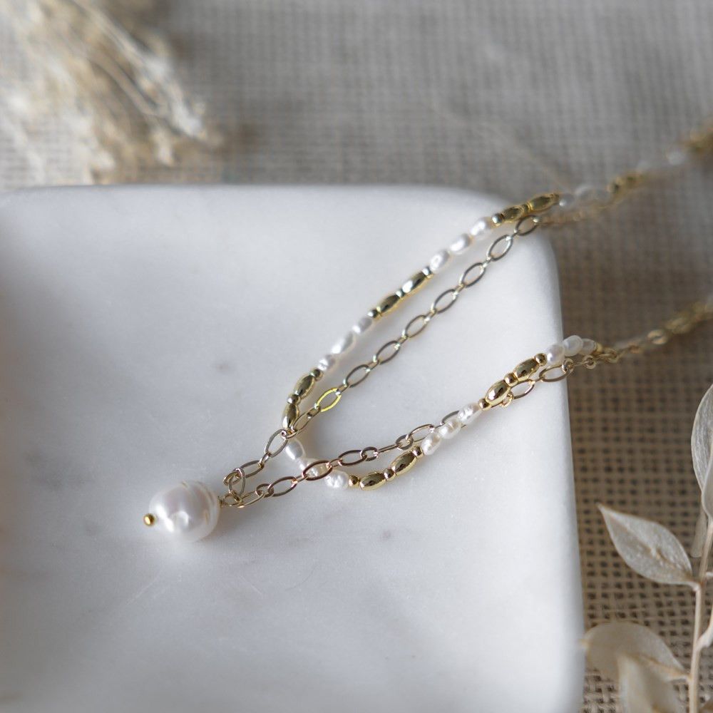 Adeline Pearl Necklace, Color: Gold