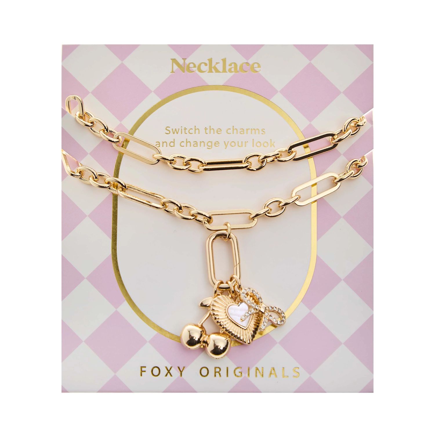 Cheri Charm Necklace, Color: Gold