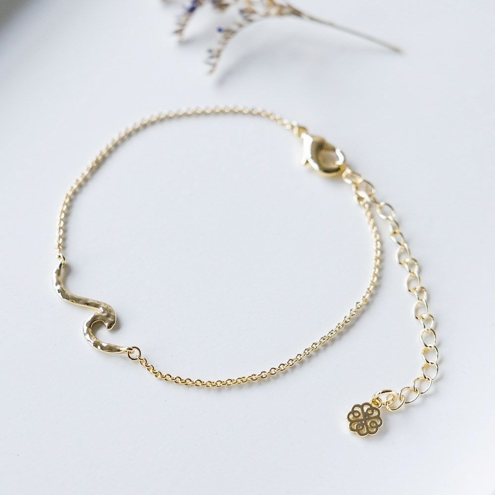 Tiny Wave Anklet, Color: Gold