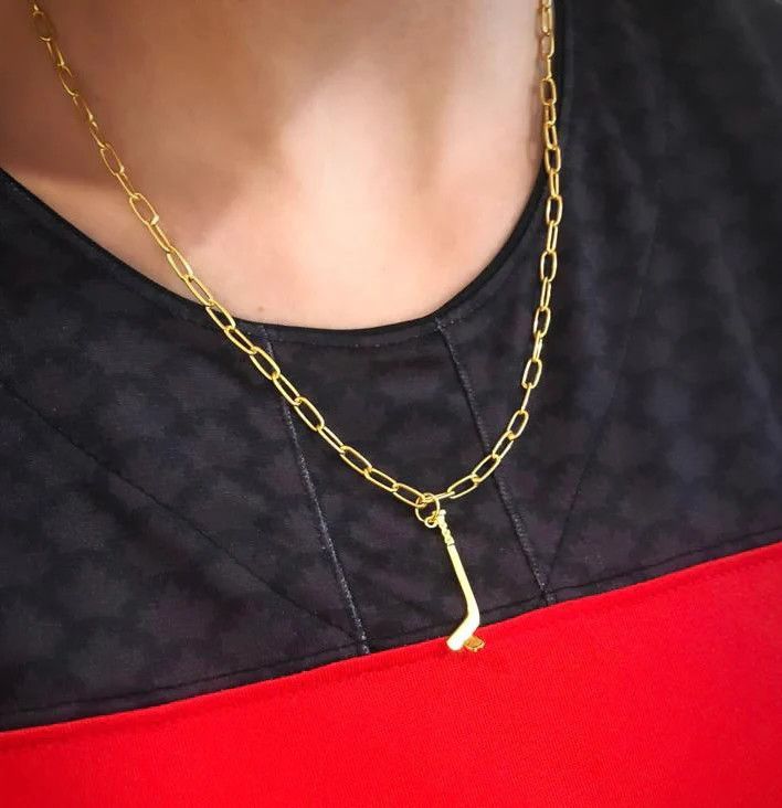 Hockey Charm , Color: 18K Yellow Gold Vermeil