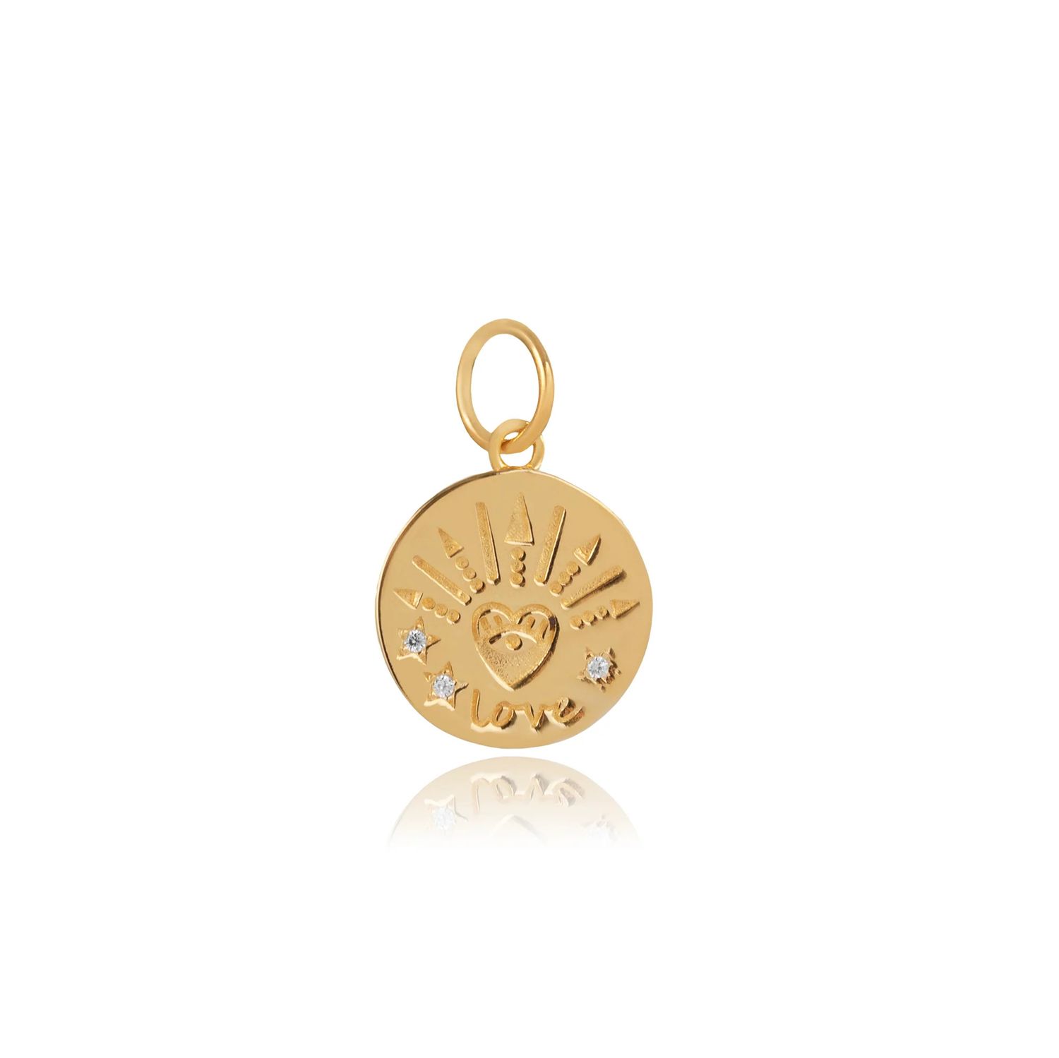 Love and Stars Medallion Charm, Color: 18K Yellow Gold Vermeil