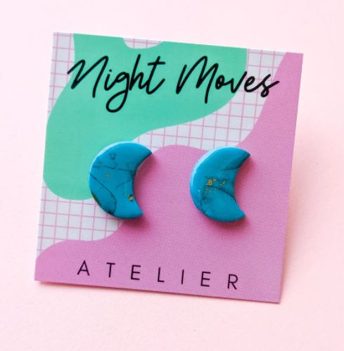 Twerk-quoise Crescent Moon Stud Earrings
