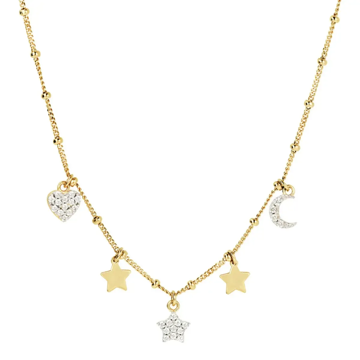 Miss Bronzallure Yellow Gold Necklace w/ CZ Elements