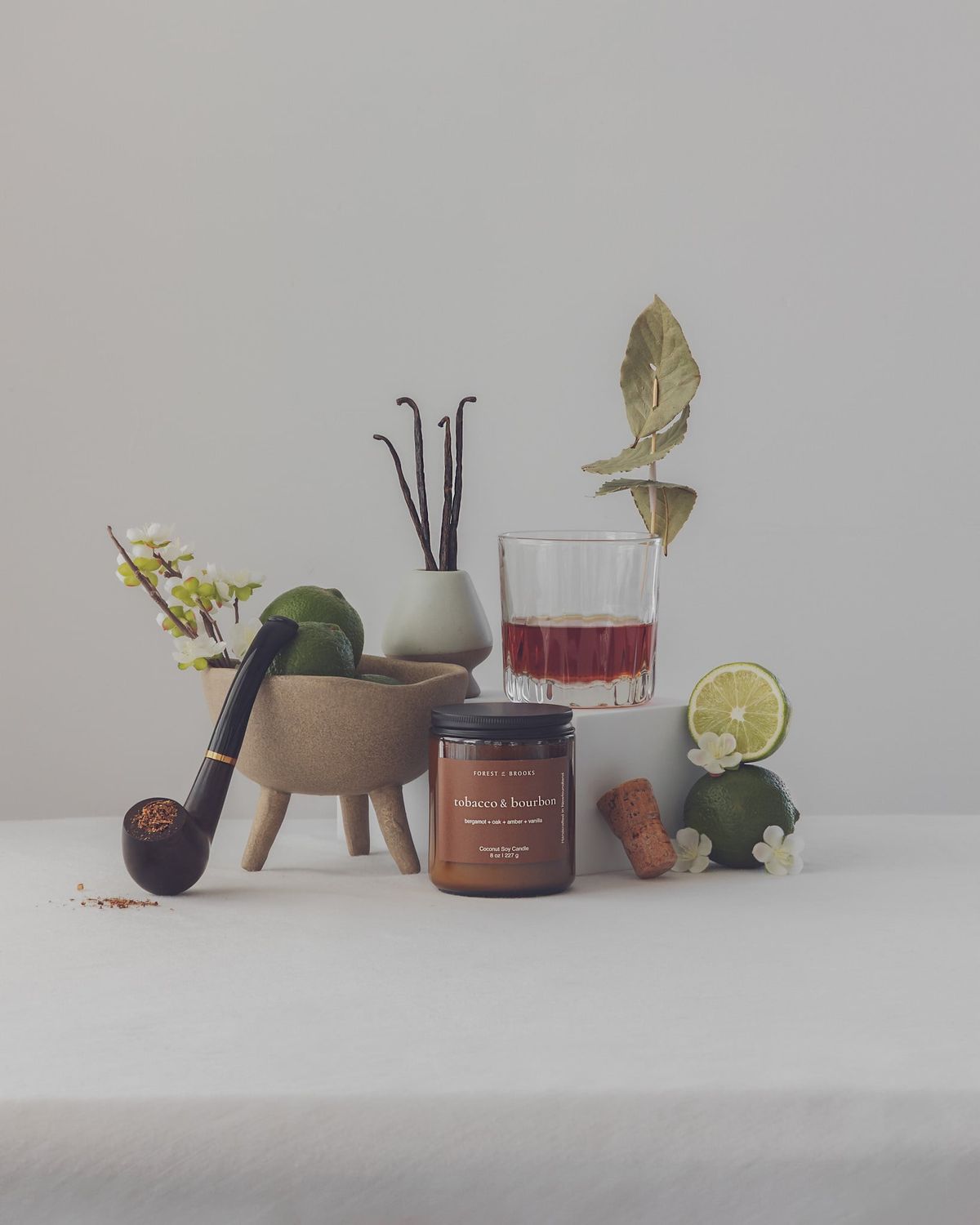 Tobacco &amp; Bourbon  Wooden Wick Candle