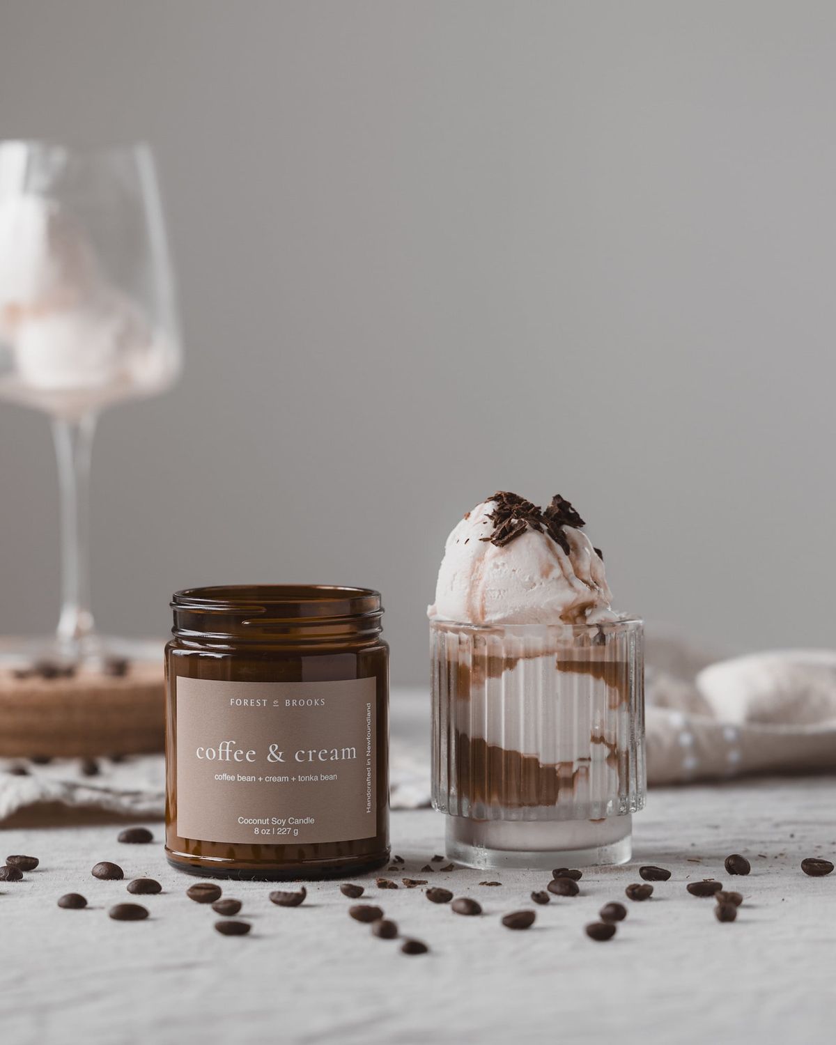 Coffee &amp; Cream Wooden Wick Candle
