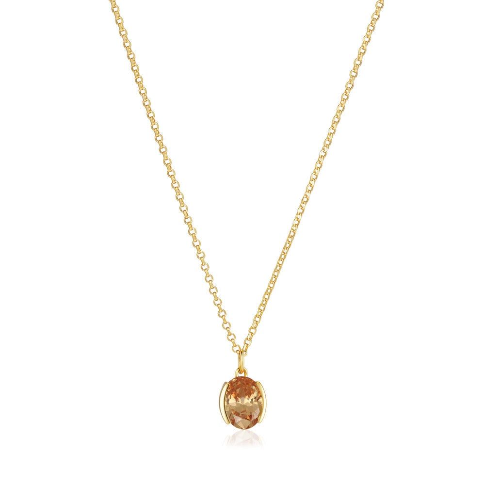Ellisse Carezza Necklace Yellow Gold with Champagne