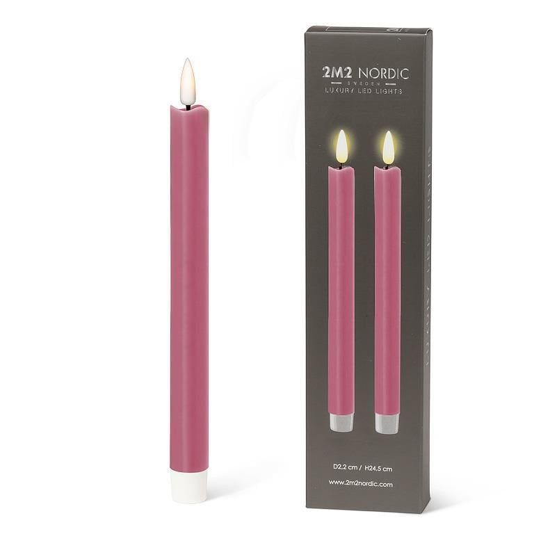 Rose LED Taper Candle set of 2