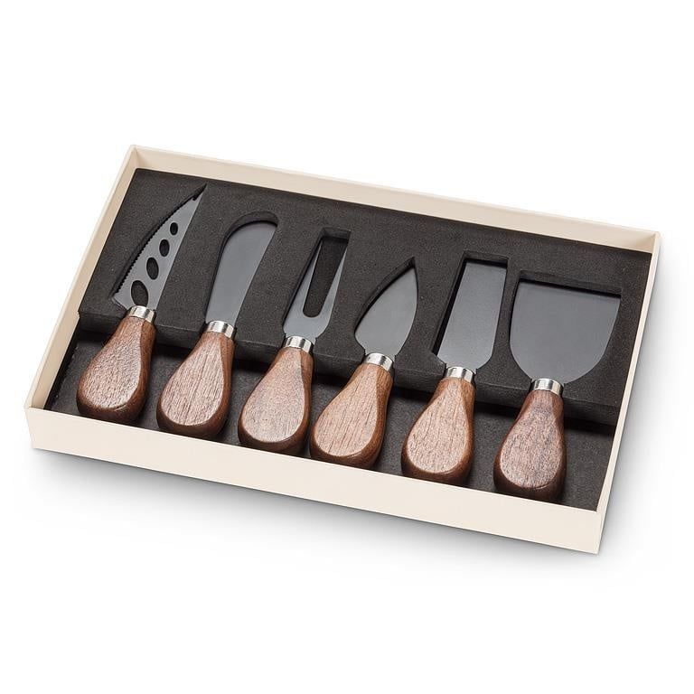 Walnut Handled Cheese Knives. Set of 6
