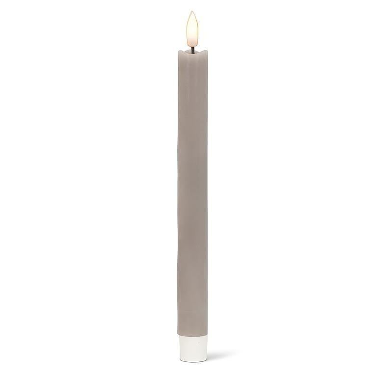 Grey LED Taper Candle set of 2