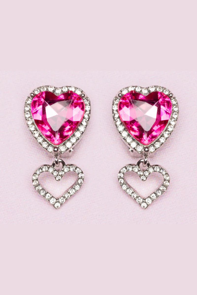 Heart Jewel Clip-on Earrings
