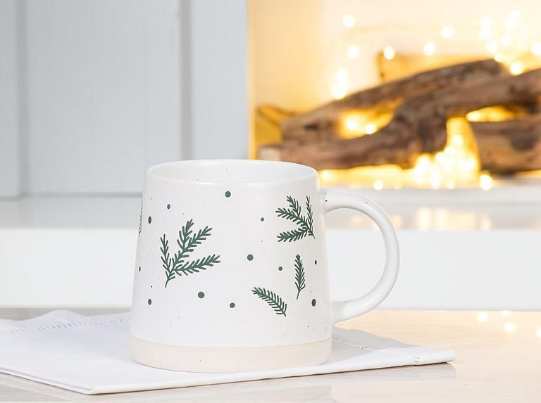 Wide Base Mug w/Pine Branches